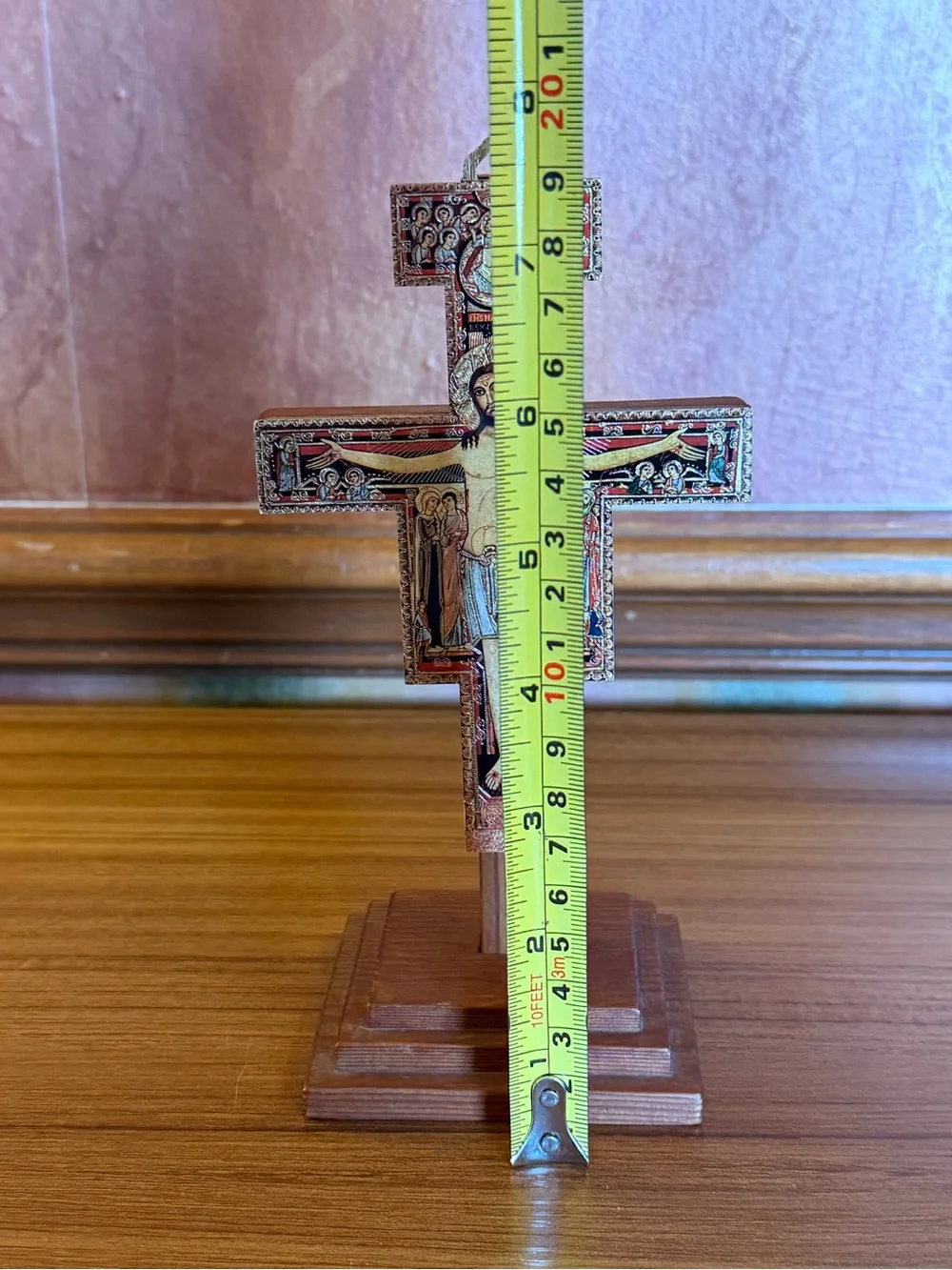 Vintage Standing San Damiano Crucifix Icon Cross - Franciscan Devotional Art